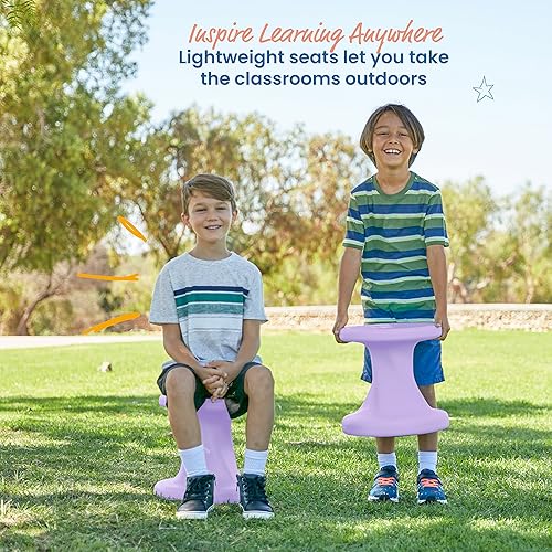 Miniatura 2 de ECR4Kids Taburete tambaleante Twist, altura del asiento 14 pulgadas, asientos activos, morado claro