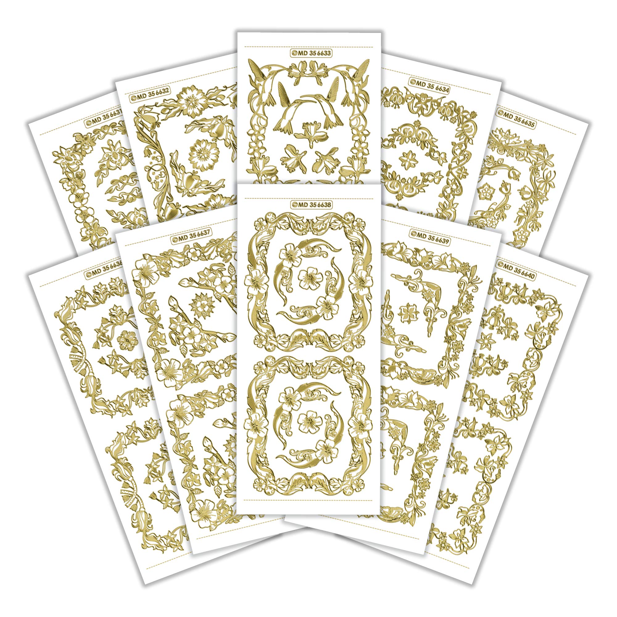 Creative Products Craft Sticker Sheets, Double Embossed – High Quality Frames & Corners Easy Peel Stickers for Card Making, Scrapbooking & DIY Projects - 12 Sheets, 23 x 10 x 1 cm