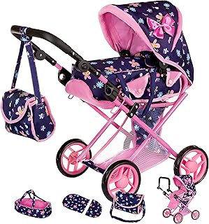 Kinderplay Baby Doll Stroller | Baby Doll Pram | Baby Doll Carriage - Stroller for Baby Dolls with Adjustable Handle (14.37-25.20 inches) | Babydoll Stroller | Reborn Strollers, Model KP0200I
