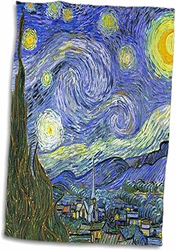 3D Rose The Starry Night by Vincent Van Gogh Towel, 15" x 22"