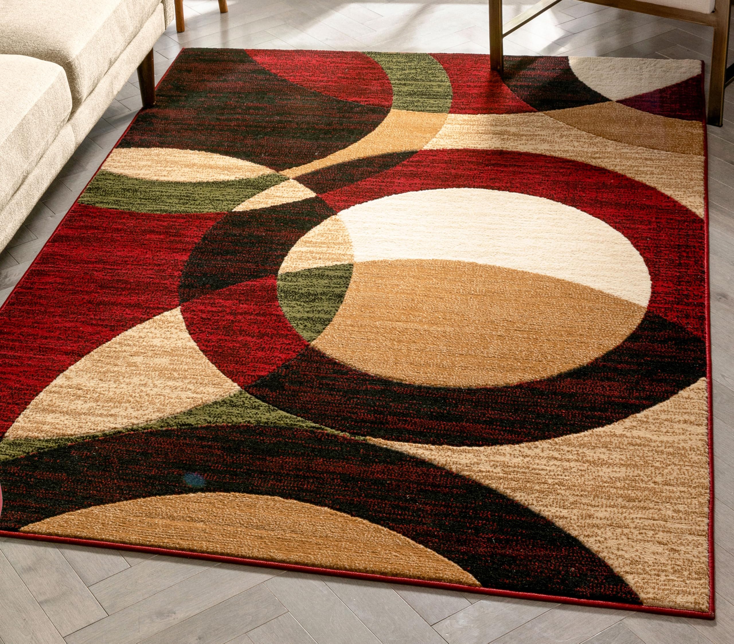 Well Woven Dulcet Bingo Red Modern Geometric (7'10" x 9'10") Area Rug
