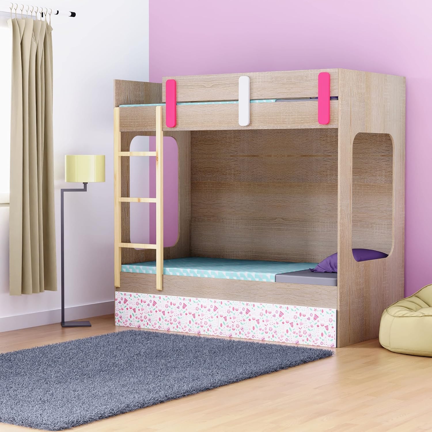 boingg!, A HAPPY START Housemates Bunk Bed in Pink & Oak Colour 72 x