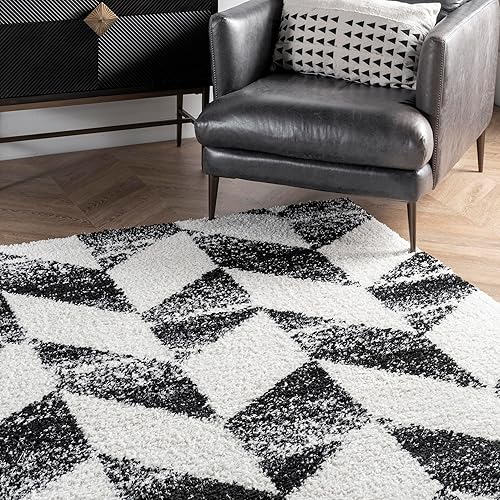 Miniatura 8 de nuLOOM Avery - Alfombra acogedora de espiga para área, 4 x 6, color blanco y negro