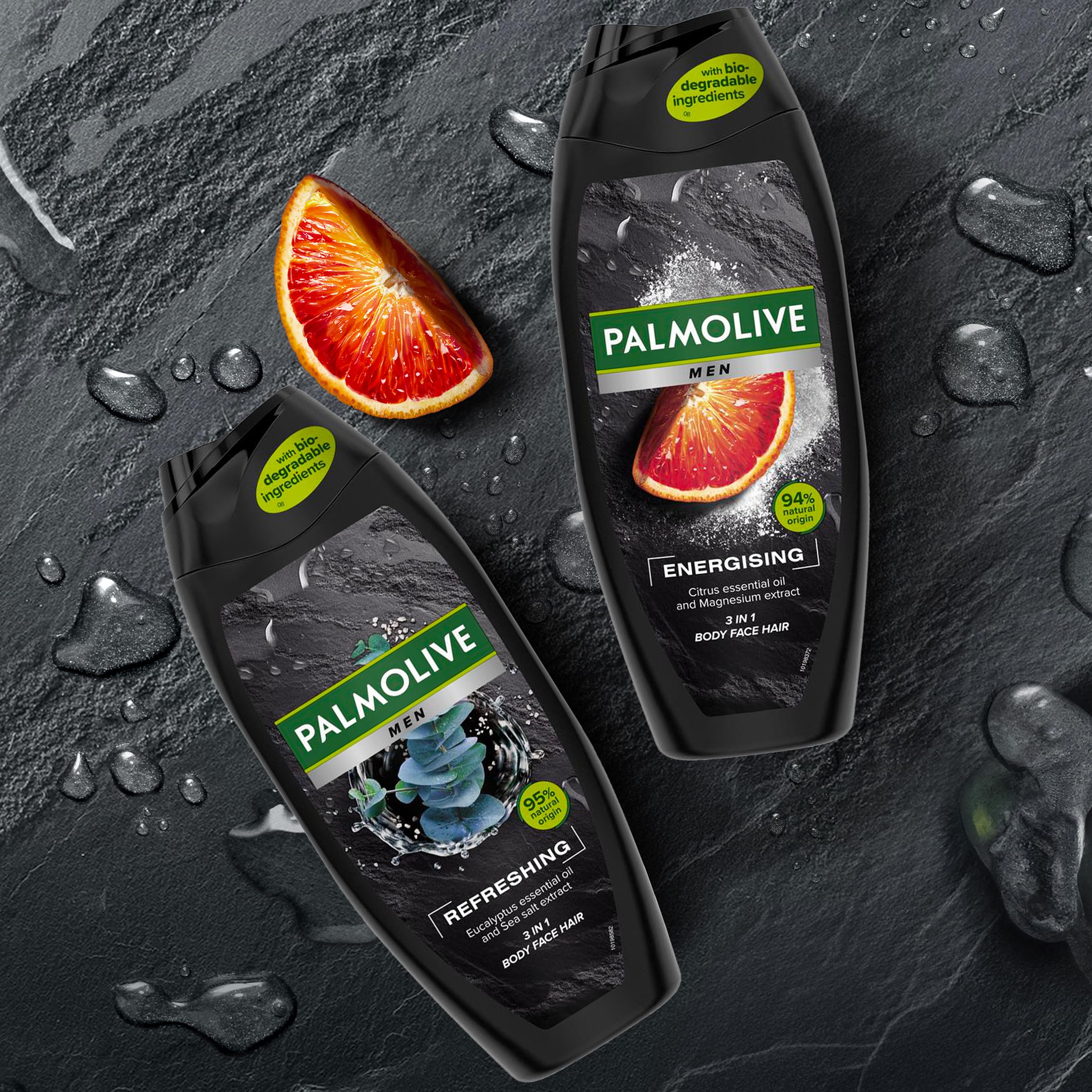 Palmolive Men energizzante 3 in 1/ 6x500ml | con olio essenziale di citro ed estratto di magnesio | per il corpo, il viso e i capelli, confezione da 6