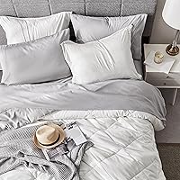 Vista 4 de Bedsure Ivory Queen Comforter Set - 7 Pieces Reversible Queen Bed in a Bag, Queen Bed Set Ivory and Grey with Comforters, Sheets, Pillowcases & Shams