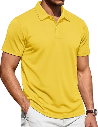 Cotrasen Mens Polo Shirts Short Sleeve 2 Buttons Pique Cotton Golf Polo | Regular Fit, Cooling, Summer Fashion, Collared Tee, Soft, Business Casual Stylish T-Shirts, Classic Basic, Breathable, Sport