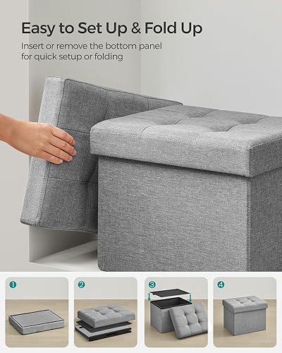 Miniatura 7 de SONGMICS Colección Mazie - Otomano pequeño plegable con almacenamiento, reposapiés, 12.2 x 16.1 x 12.2 pulgadas, capacidad de carga de 286 lb, para