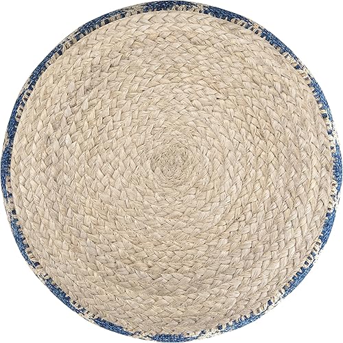 Miniatura 16 de SIMPLIHOME Edgeley Puf redondo bohemio en gris, tejido natural de yute trenzado para la sala de estar, el dormitorio y la habitación de los niños