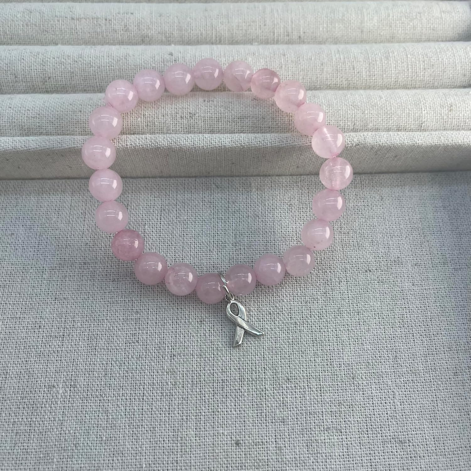 Breast Cancer Bracelet for Women Stone Bead Ribbon Inspirational Awareness Bracelets Beaded Ribbon Charm Bracelet with Message Card Handmade Beads Bracelet Fashion Jewelry - Image 5