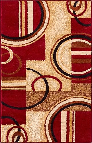 Alfombra con diseño geométrico de arcos y formas de Barclay color rojo
