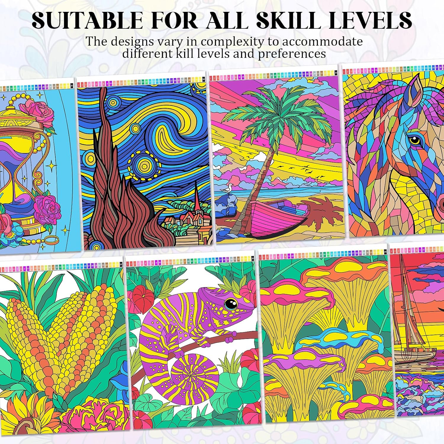 Color by Number Coloring Book for Adults - 50 Relaxing Single-Sided Designs