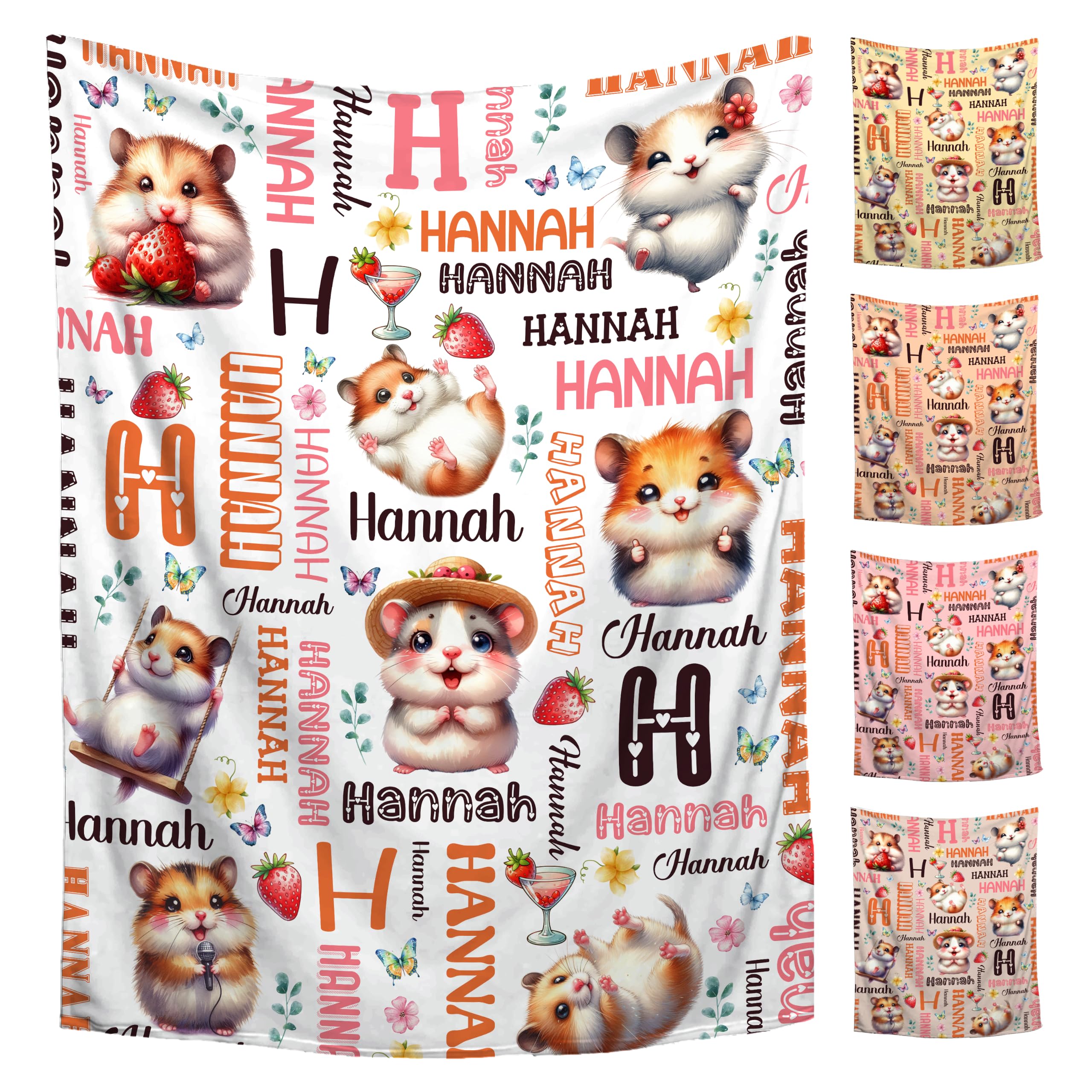 Custom Hamster Blanket for Boys Girls,Ultra Soft Personalized Gifts Baby Blanket,Customized Throw for Toddlers Newborn Stroller Crib,60"x80"