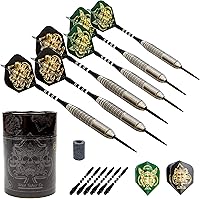 Vista 8 de Juego de 6 dardos de punta de acero – Dardos profesionales para diana – incluye barriles + ejes de plástico/aluminio + juntas tóricas + vuelos +