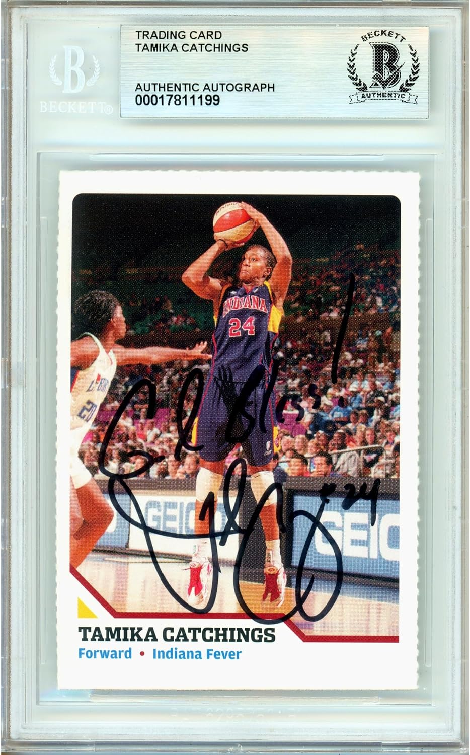 Tamika Catchings Autographed 2006 Sports Illustrated for Kids #80 WNBA Basketball Trading Card Slabbed Beckett BAS Authentic Slab COA Played For Indiana Fever University of Tennessee Lady Vols