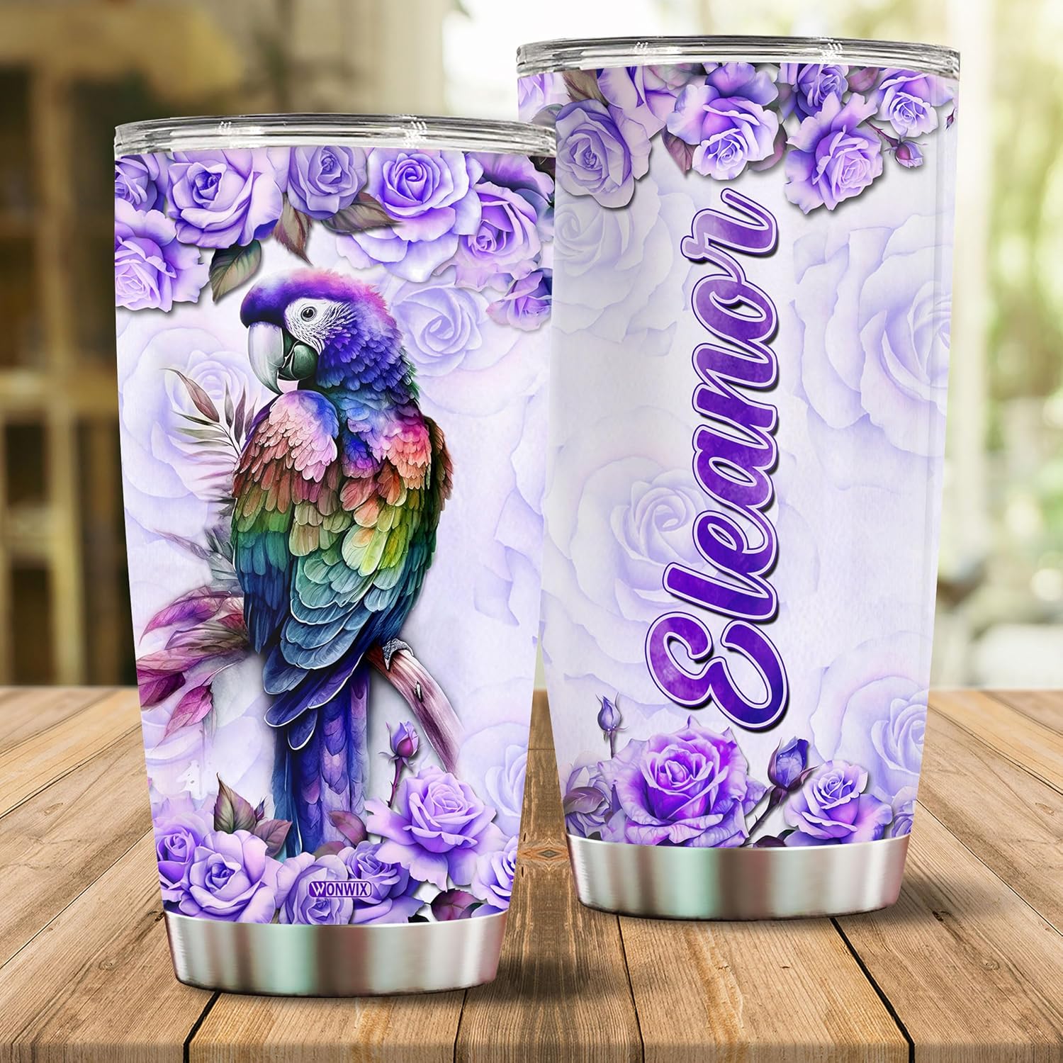 Personalized Parrot Gifts for Women Insulated Stainless Steel 20oz Coffee Mug, Travel Cup Water Bottle Tumbler Gift for Girls, Wife, Daughter, Christmas, Birthday, Mother's Day, Valentine