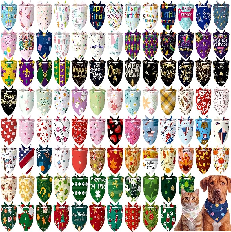 Bandanas para Cães Huhumy com Estampas Sazonais em Poliéster, 150 Unidades