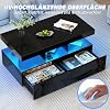 BRILVERDE High Gloss Coffee Table Living Room Table with 16-Colour LED and 2 Drawers Modern Sofa Table with Storage Space Side Table with 5 Shelves (Black 104 x 53 x 46 cm)