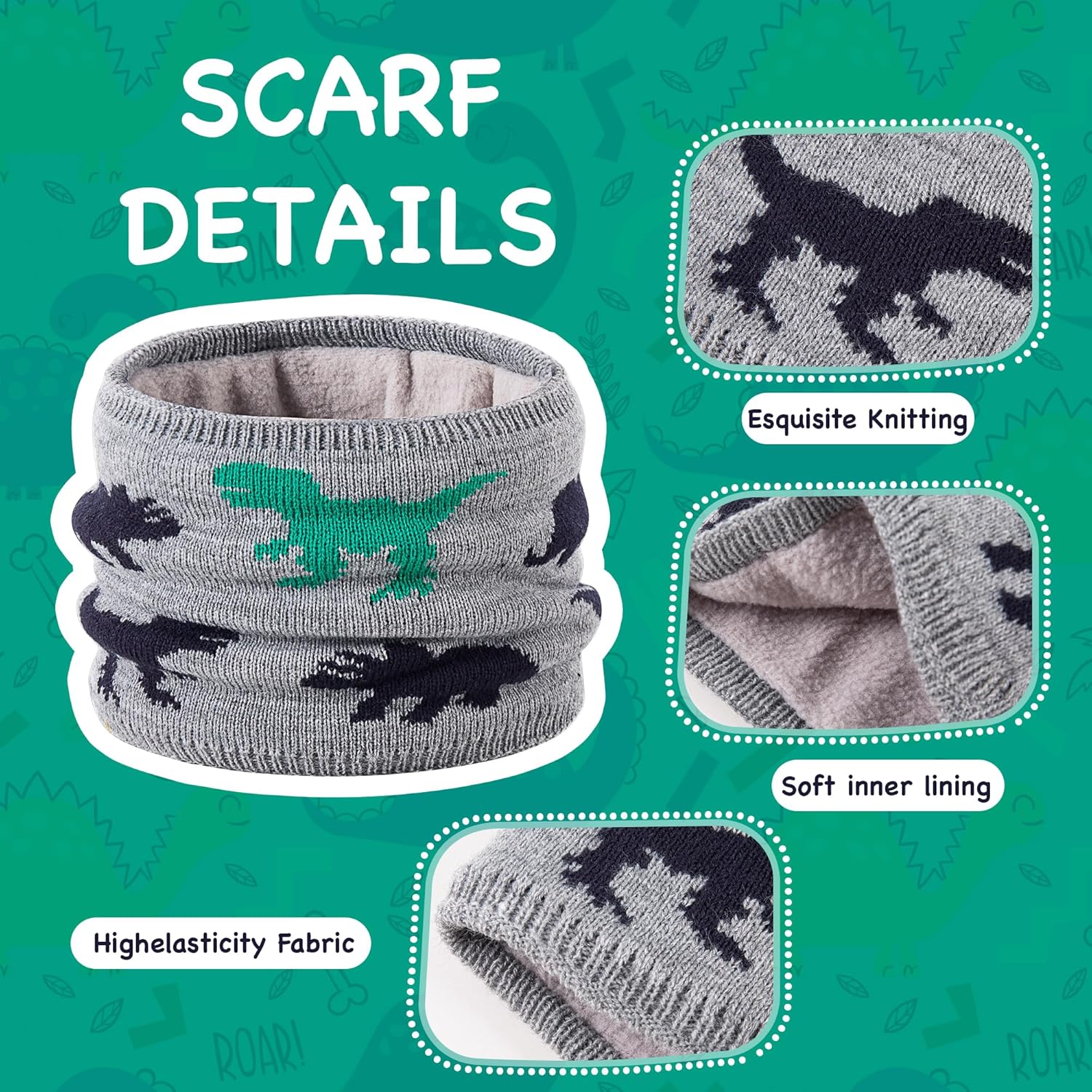 Beanie Knit Hats for Toddlers with Earflap Fleece Lined Hat Kids Warm Winter Hat Scarf Set Children's Thick Ski Cap - Image 4