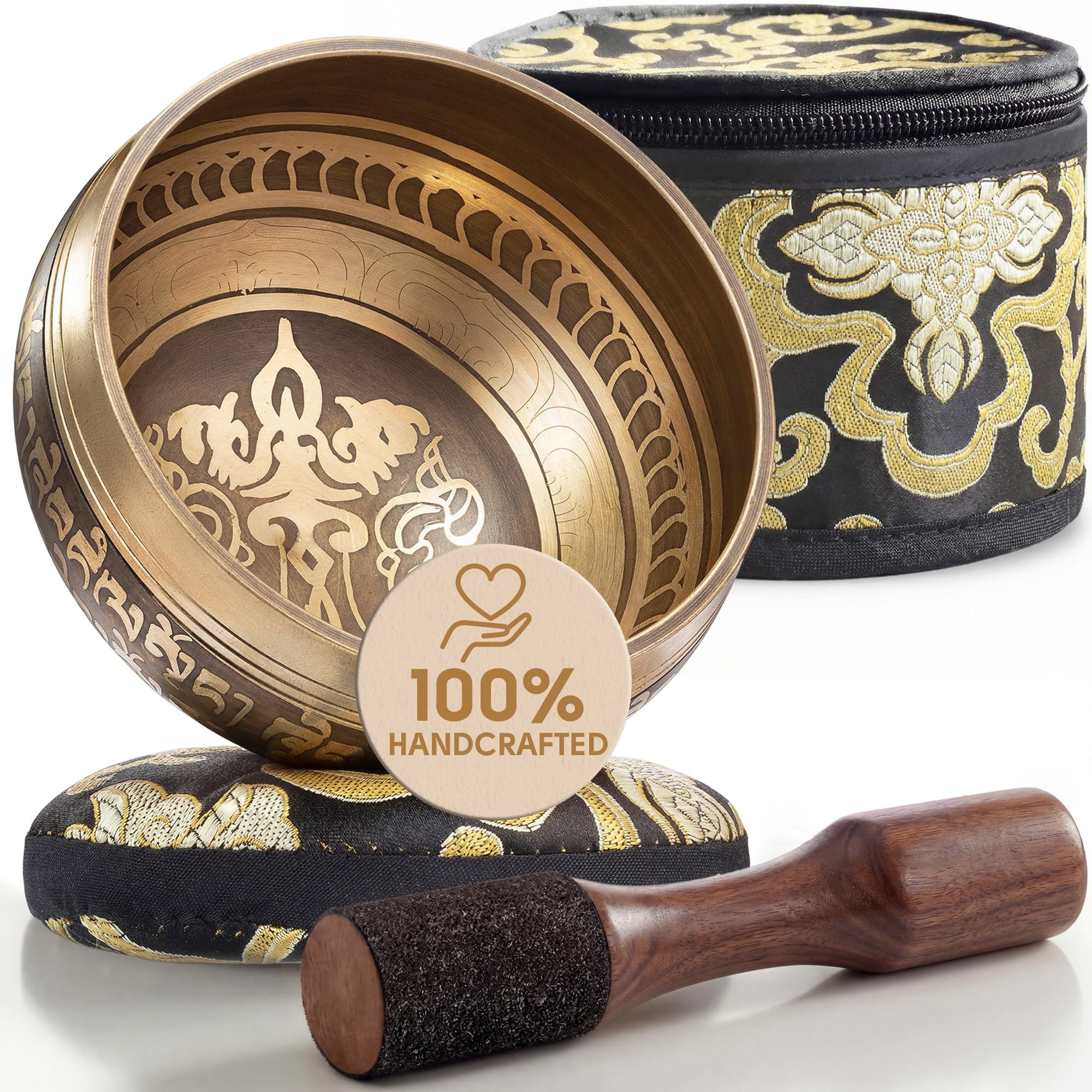 Silent Mind Tibetan Singing Bowl Set – Easy to Play &amp; Beginner Friendly Meditation Bowl with Cushion, Mallet &amp; Case | Stress Relief &amp; Mindfulness | Gift-Ready
