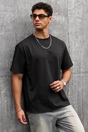 Herberton Mens Oversized Textured Tshirt Casual Midweight Summer Crewneck Street T-Shirt (S-XXL)