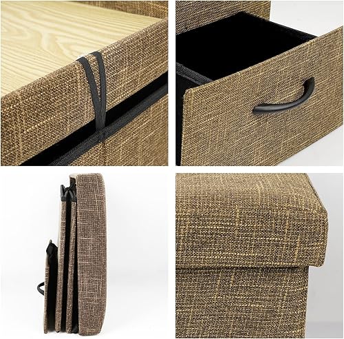 Miniatura 4 de NO MORE TAG 2 cubos otomanos plegables de almacenamiento, otomana pequeña de almacenamiento de 15 pulgadas con asiento acolchado, otomana plegable