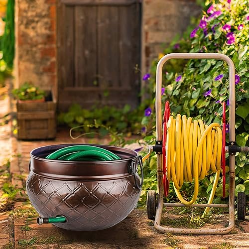 Miniatura 5 de LifeSmart Soporte de almacenamiento para manguera de jardín con detalles de cobre de 16 x 12 pulgadas | Ocultador de manguera de agua resistente |