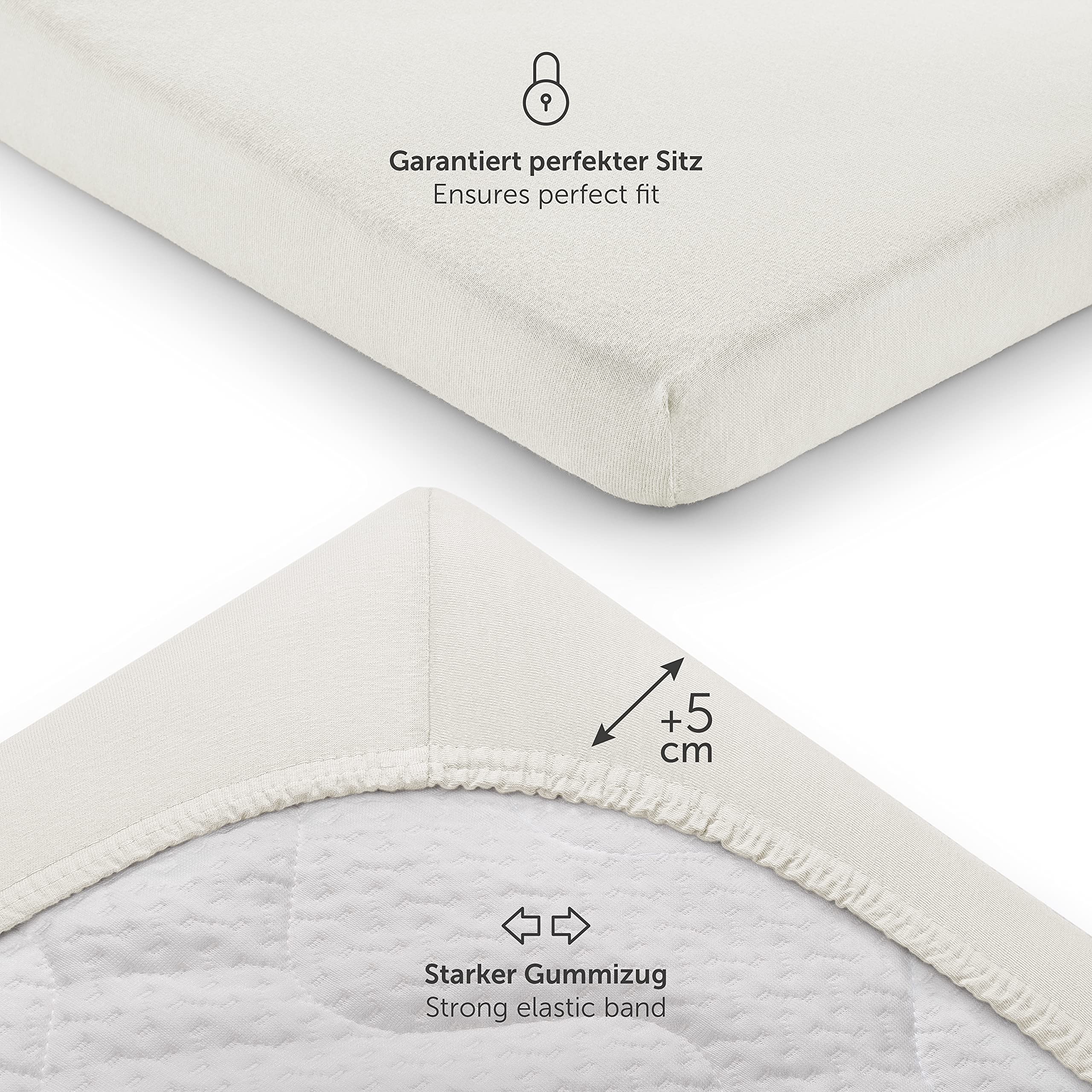 Laleni Lenzuola Culla Neonato - Lenzuola Lettino - Lenzuola Carrozzina Neonato - Coprimaterasso Culla con Angoli Elastici - Coprimaterasso Lettino 100% Cotone 135gsm - Avorio - Box quadrato 100x100cm