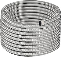 EVILENERGY 6AN Braided Fuel Line Hose - Nylon CPE AN6 20FT Silver, 750 PSI High Pressure, Multi-Fluid Compatible