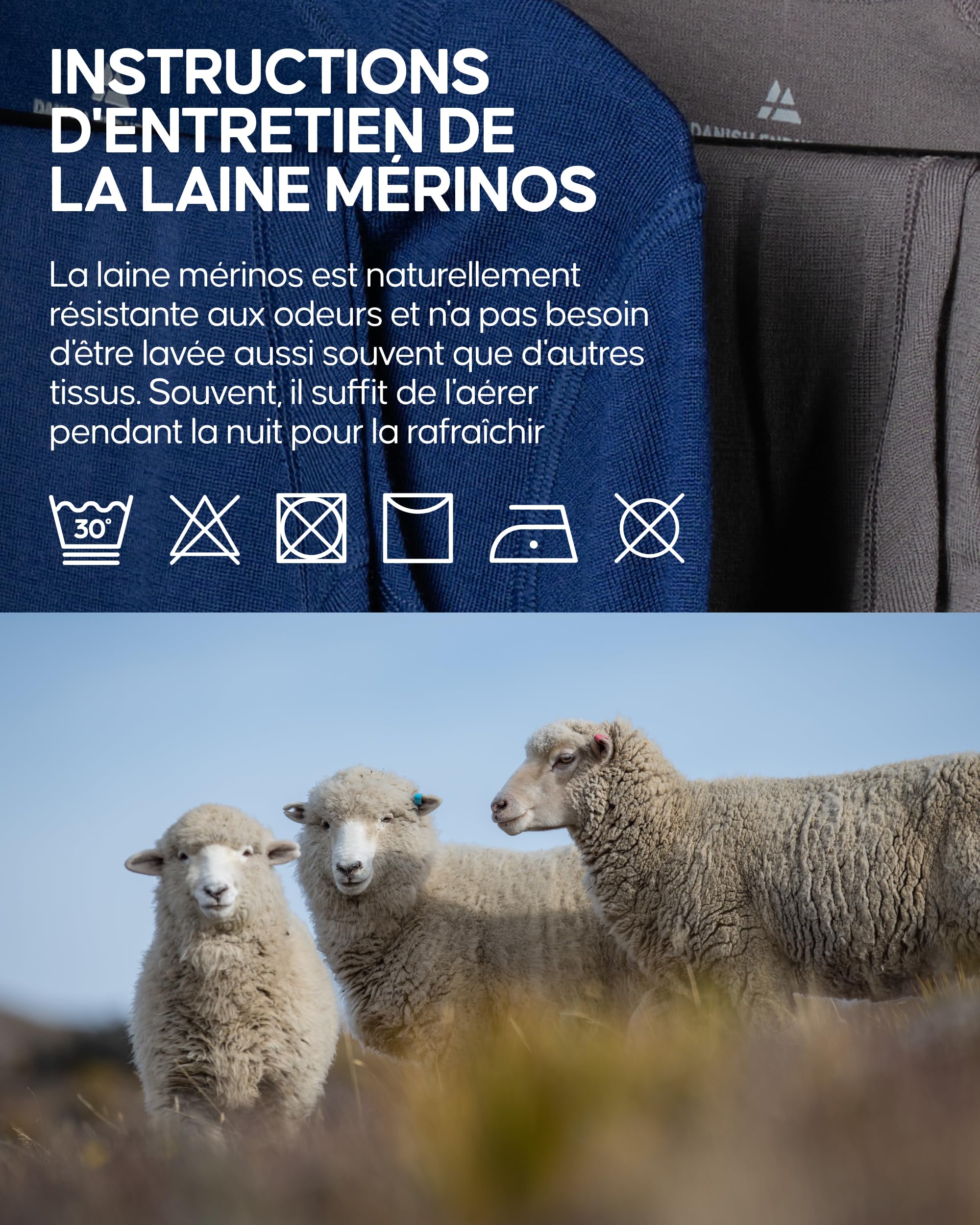 DANISH ENDURANCE T-Shirt 100% Laine Mérinos pour Homme, Léger et Respirant, Coupe Décontractée, Résistant aux Odeurs, Doux et Évacuant l'Humidité, Lot de 1 ou 2