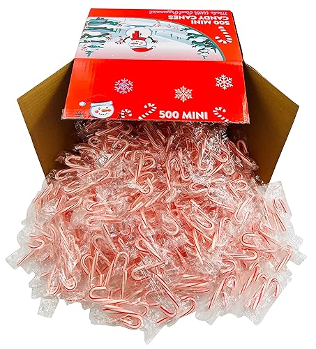Mini bastones de caramelo rojos y blancos hechos con menta real, paquete a granel de más de 500 mini bastones de caramelo a granel, dulces navideños