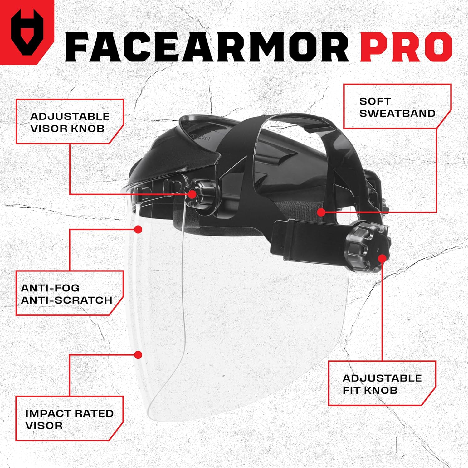 NoCry Premium Safety Face Shield for Grinding and Cutting — Clear Anti-Fog, Impact Resistant Visor and Adjustable Headgear — ANSI Z87.1 Certified for Industrial Use — Washable Sweatbands Included