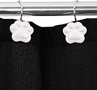 Vista 5 de Ganchos decorativos para cortina de ducha blancos bonitos y divertidos gatos y perros, osos y animales con estampado de patas, ganchos y ganchos
