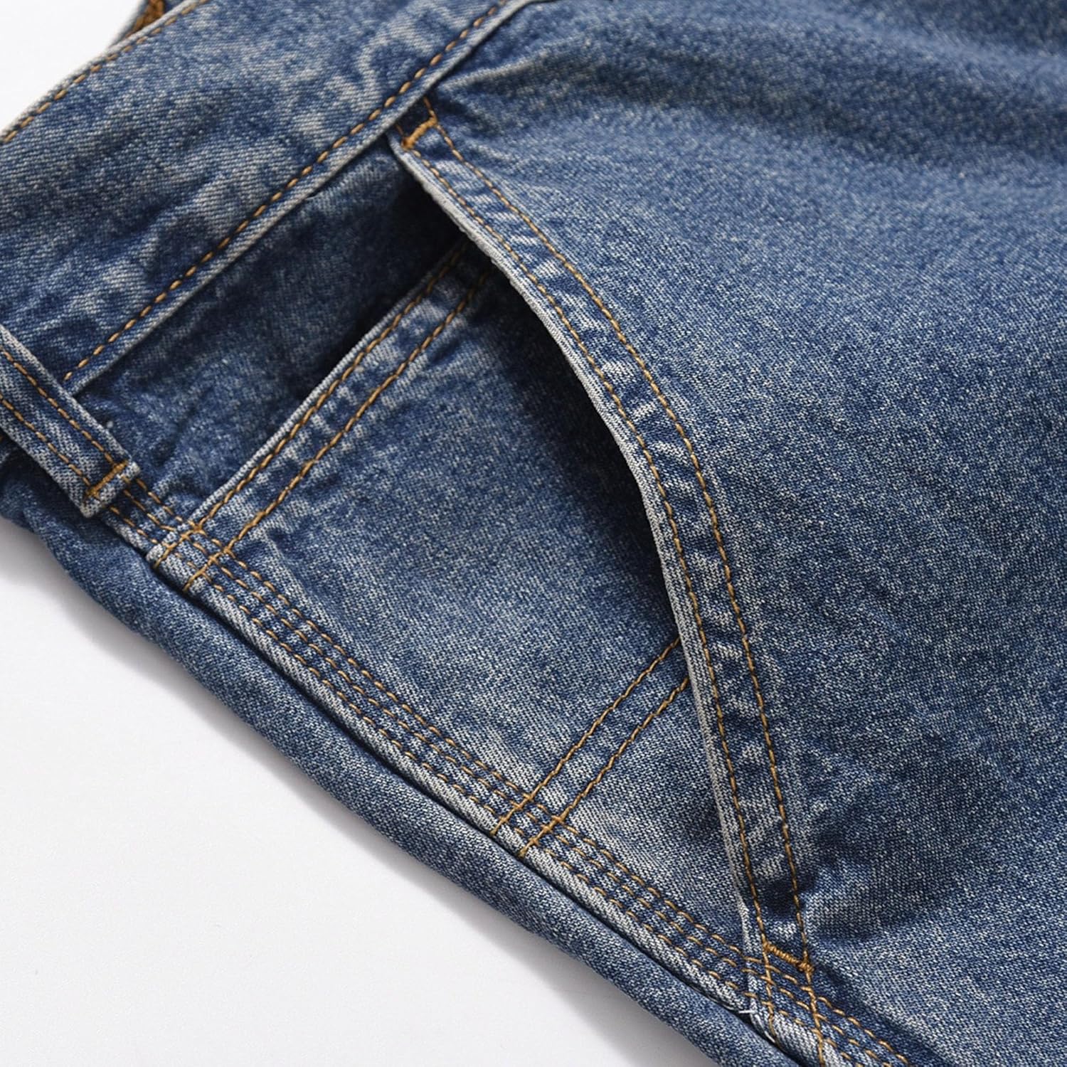 Men's Loose No Belt Washed Denim Short Pant Wide Leg Straight Fashion Short Jeans Street Fashion Five-Minute Jean Shorts