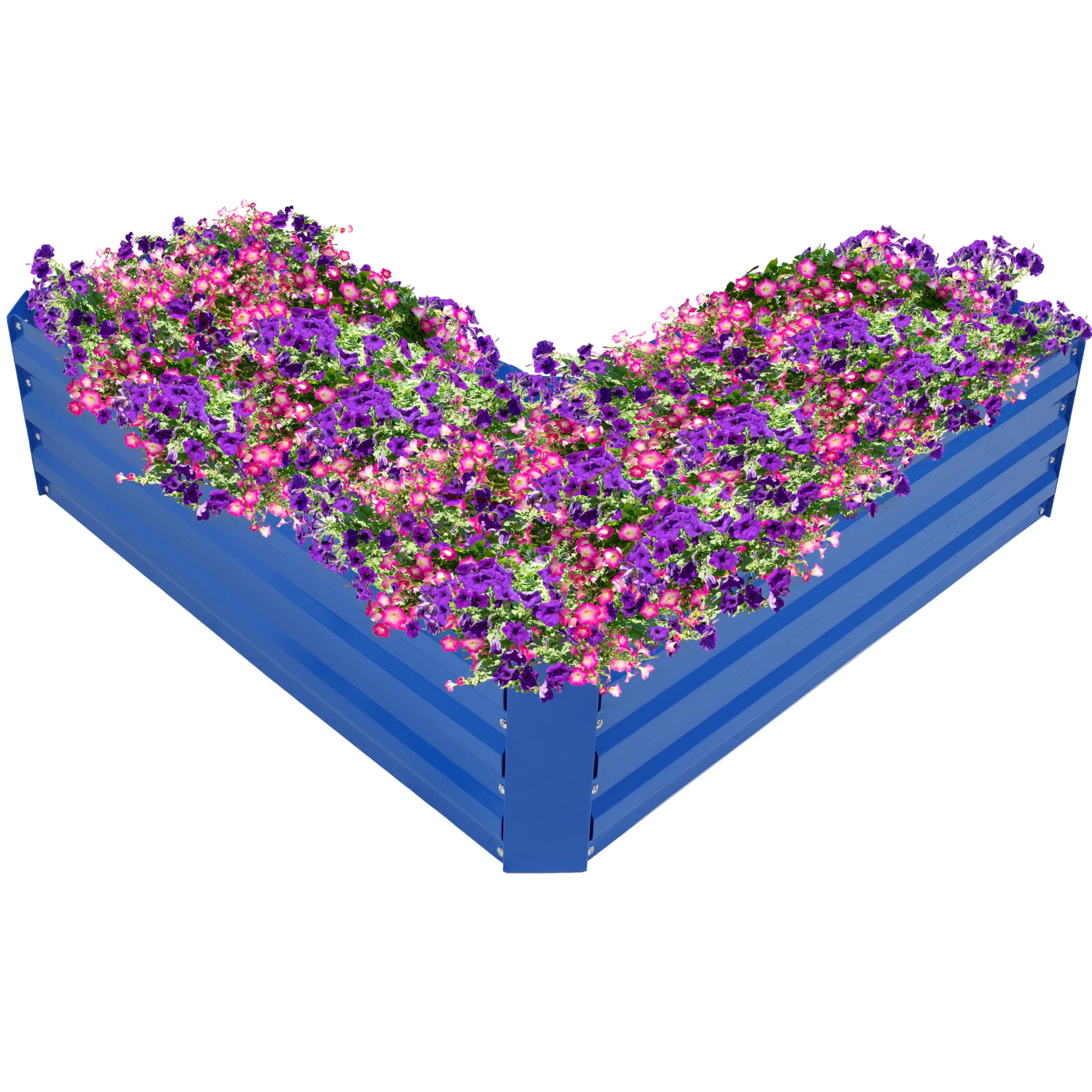 Sunnydaze Galvanized Raised Garden Bed - Metal Raised Bed for Gardening - Outdoor Planter Box for Flowers, Plants, and Vegetables - Blue - 12"