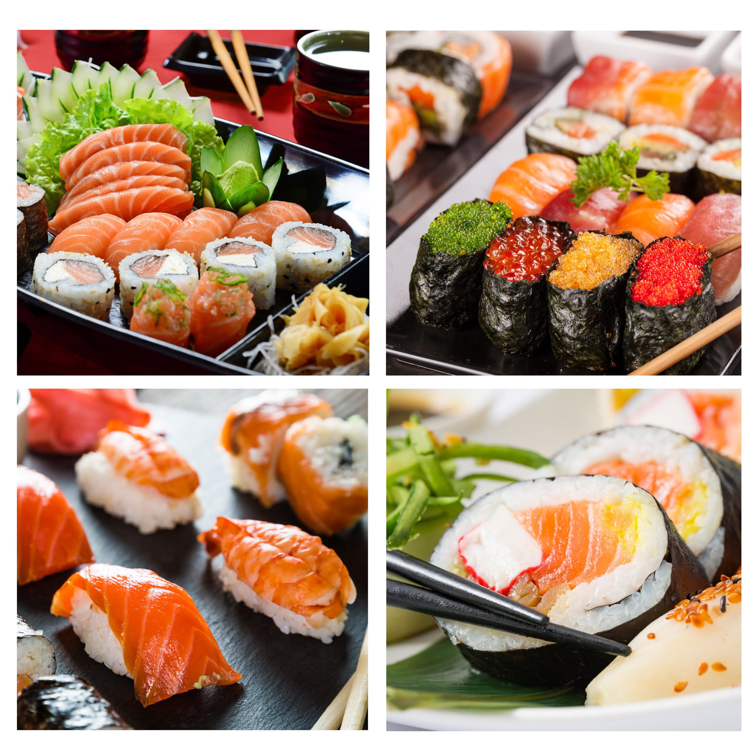 Máquina de sushi, bazuca de sushi de grado alimenticio, moldes de sushi, perfecto para manualidades de rodillo de sushi con arroz, verduras y carne. Juego de herramientas de sushi ideal para 8
