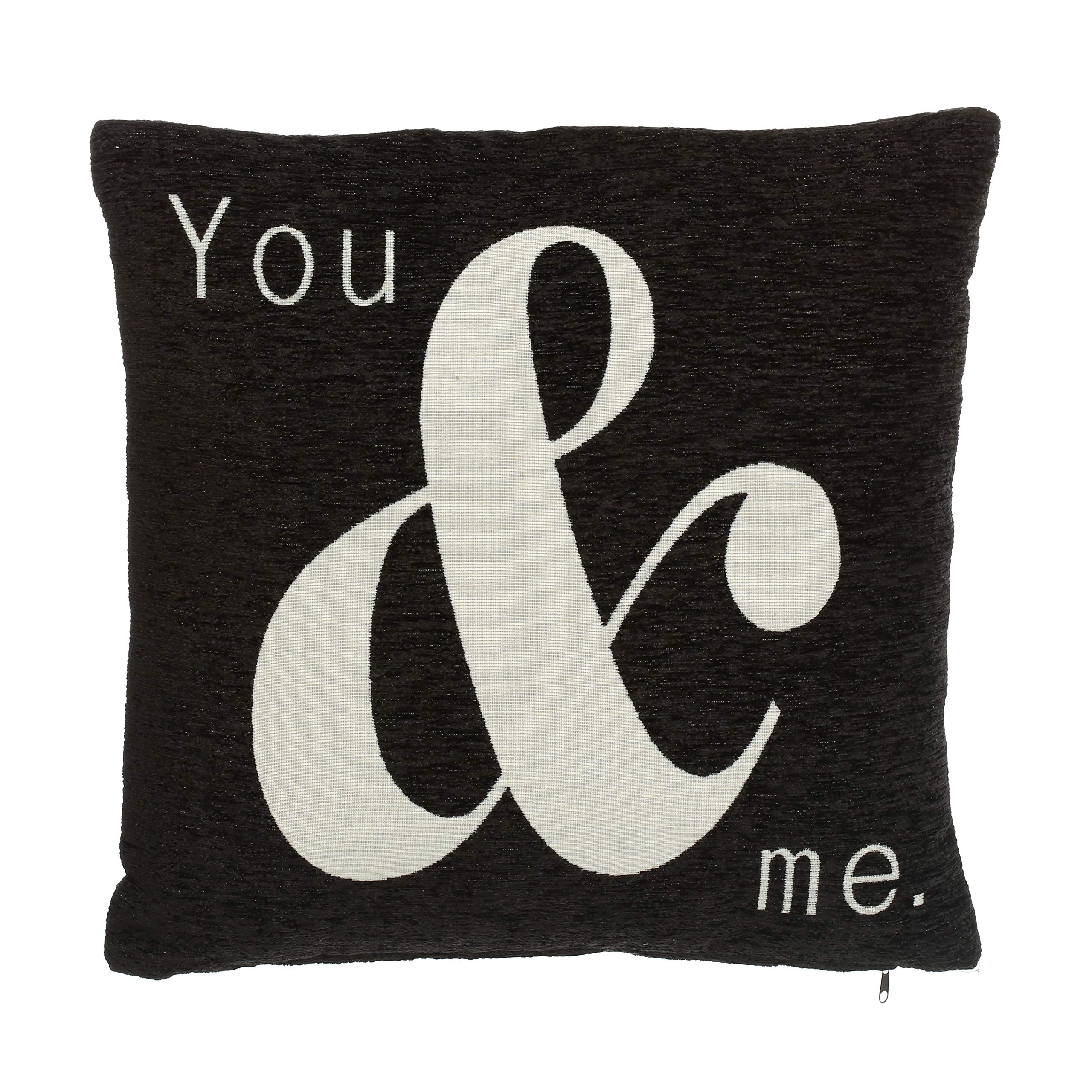 Premier Housewares You & Me Words Cushion - Black - Polyester - Chenille Jacquard