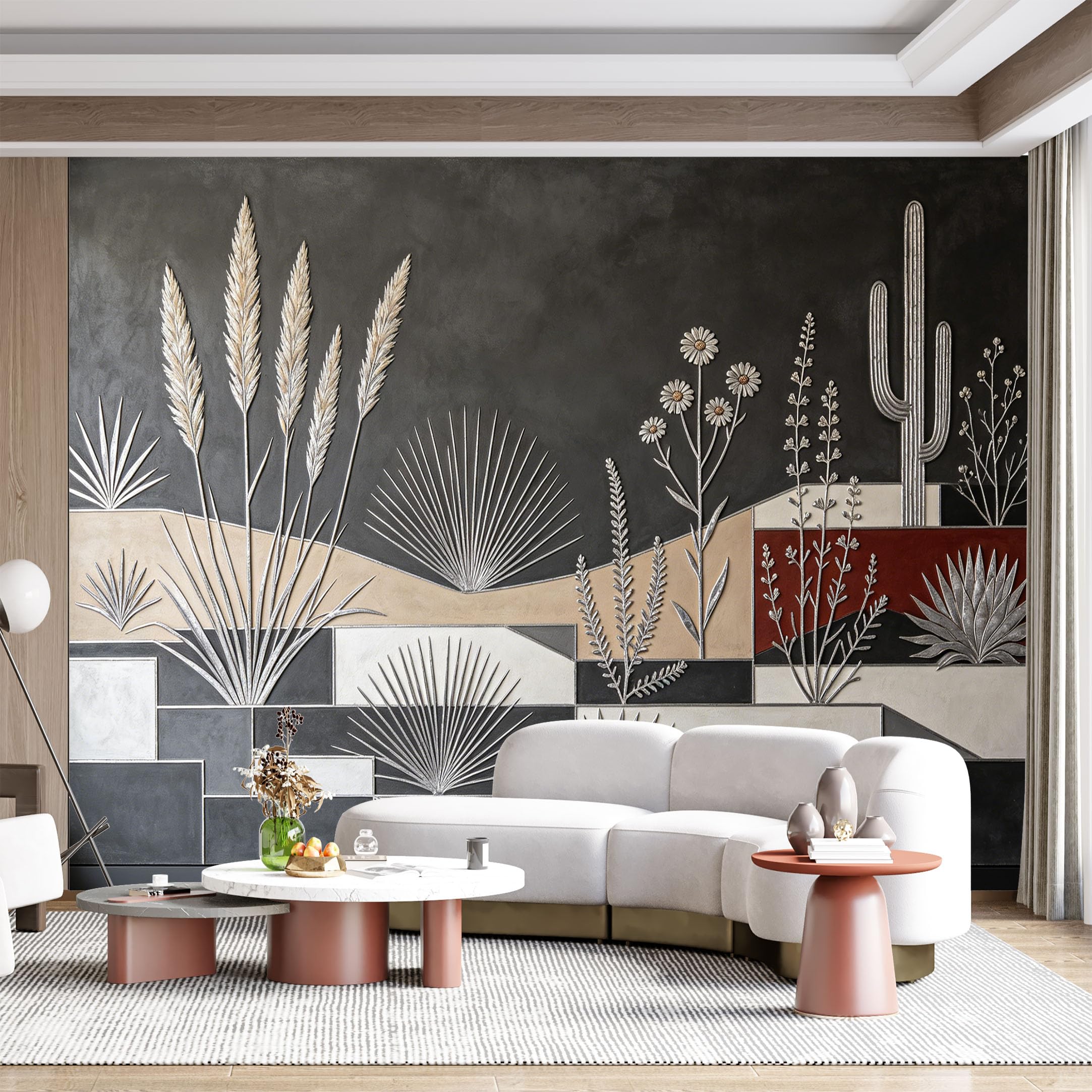 Custom Size Wall Mural Desert Botanical Landscape Southwestern Succulent Abstract Geometric SelfAdhesive Wall Fabric Removable for Home Office Decor