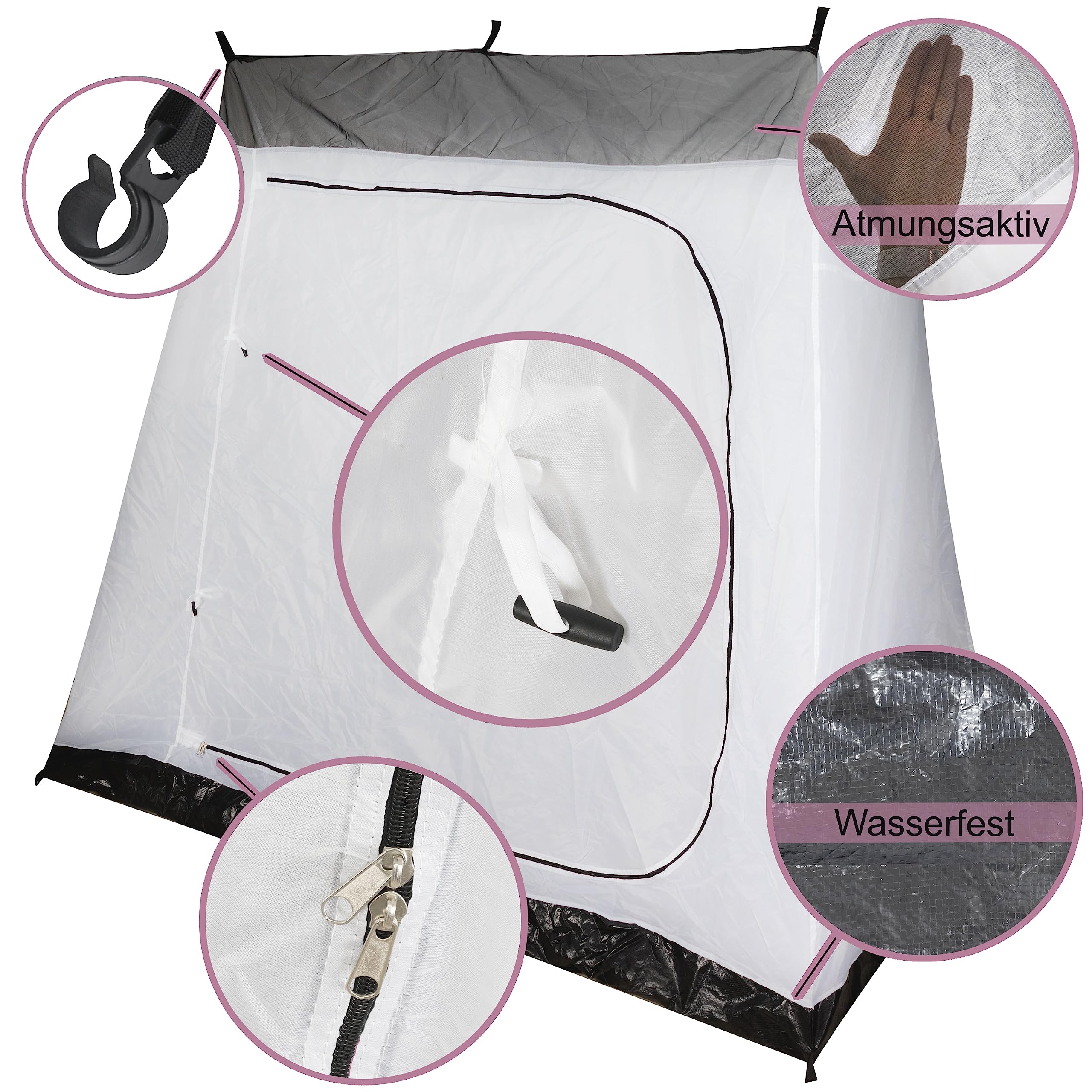 Tente intérieure – avec porte zippée à 2 voies, bac de sol étanche, cabine intérieure, cabine de couchage en polyester respirant avec filet de ventilation, tente de couchage pour l'auvent