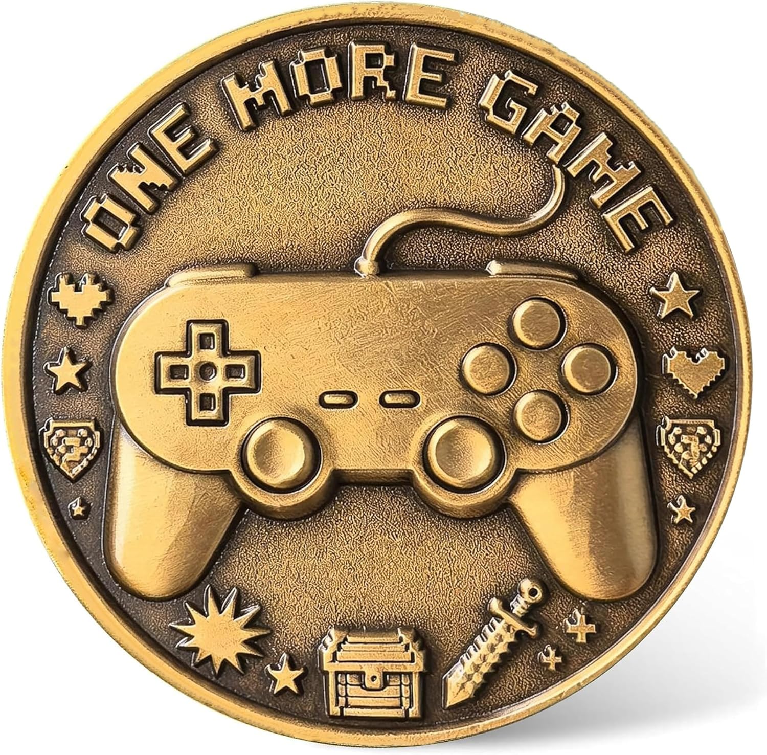 “One More Game/Go to Bed” Novelty Decision Coin with Protective Case - High Relief Zinc Alloy Funny Gamer Collectible, Fun Gift for Gamers & Night Owls (1.57")