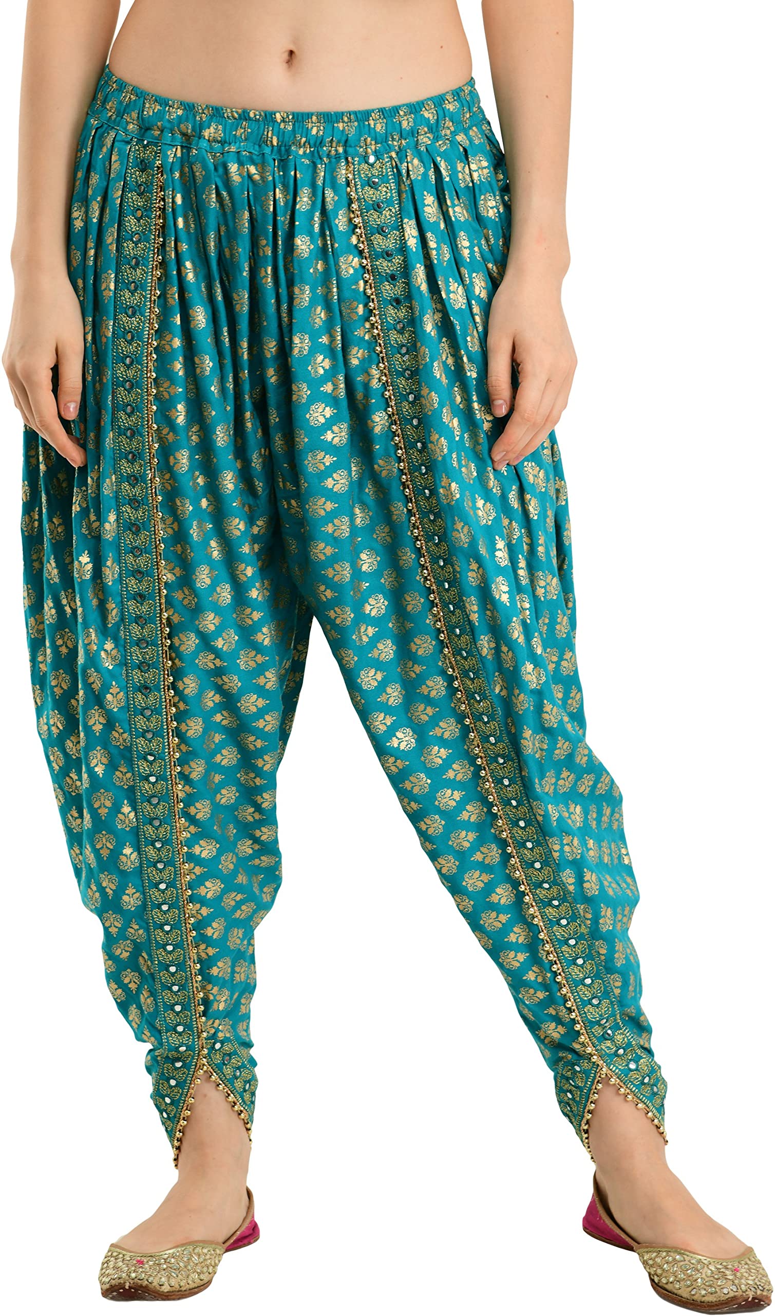 CHAMBYAL Lightweight Maternity Dhoti Pants Soft Rayon Fabric Dhoti Waist Size (32-38 INCHES (XL/XXL)) Sky Blue Printed Pack of 1-picture-20