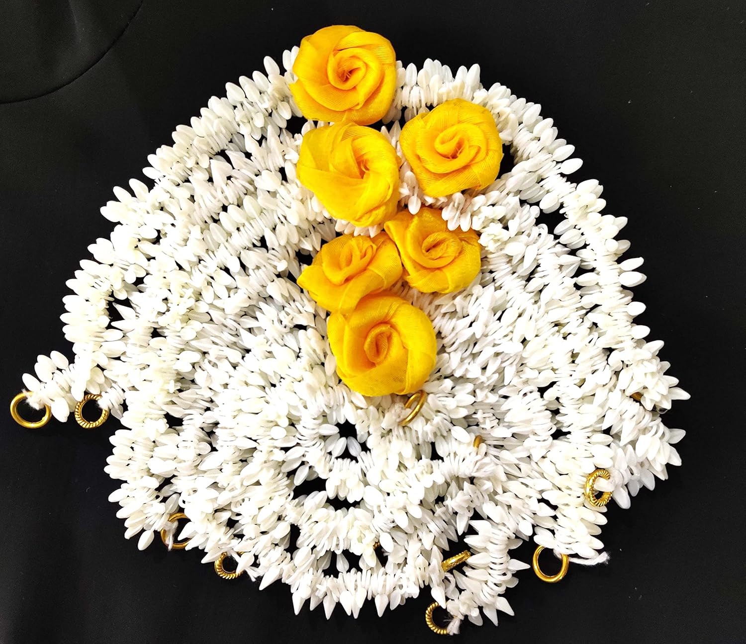 Pretty Charming Artificial Hair Gajra (set of 12, 6 with red and 6with yellow flower)