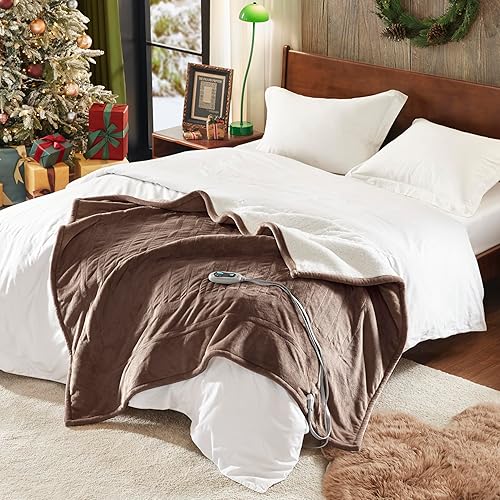 Vista 130 de Beautyrest - Manta Eléctrica Reversible de Felpa ultraligera - Manta Eléctrica, Regulador de Múltiples Niveles de Calor Acogedor Sofá Sala de Estar