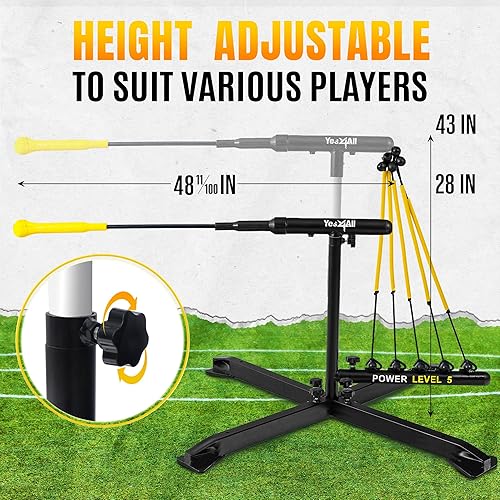 Miniatura 2 de Yes4All Equipo de entrenamiento de práctica de béisbol, 5 cuerdas elásticas de arco para sóftbolbéisbol para todas las edades, altura ajustable y
