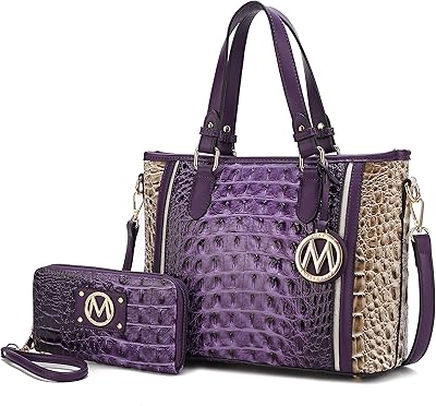 MKF Collection Tote Bag for Women & Wristlet Wallet, Vegan Leather Handbag Set Top-Handle Satchel Shoulder Handbag Purse