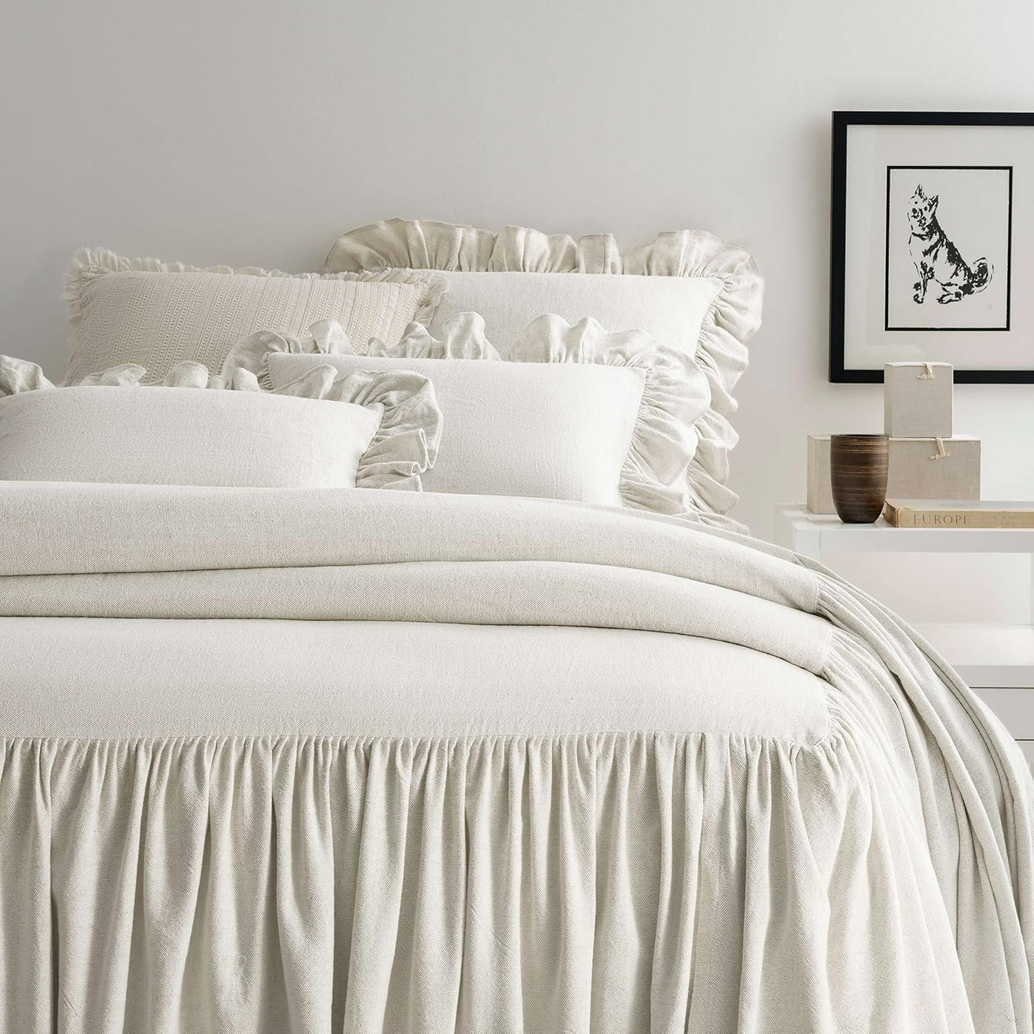 Pine Cone Hill Wilton Natural Bedspread, Queen Size, Neutral Solid Pattern