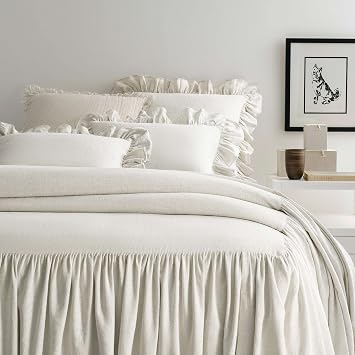 Pine Cone Hill Wilton Natural Bedspread, Twin Size, Neutral Solid Pattern
