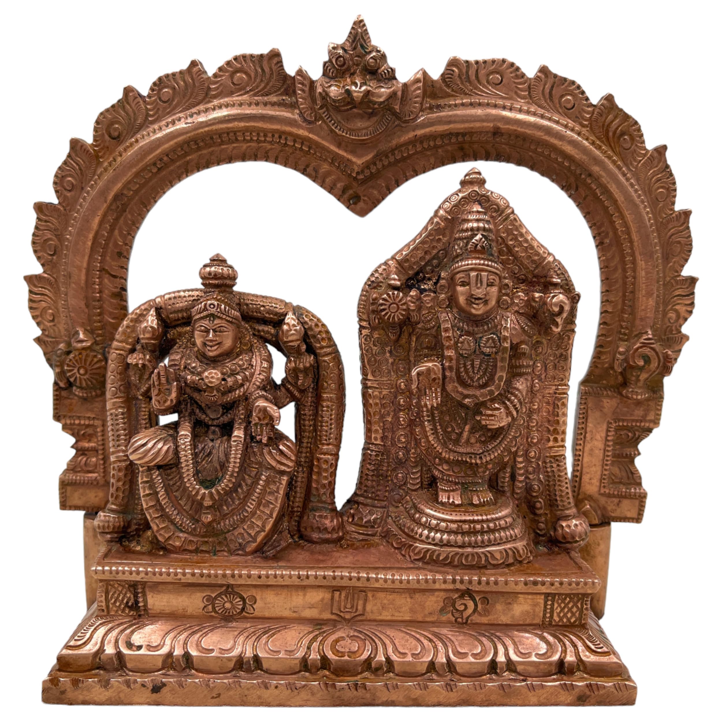 Bhunes Bronze Venkateswara with Padmawathi, Lord Srinivasa Balaji Figurine, Tirupati Timmappa Silai, Govinda Statue, Padmavati Sculpture,Gold, 6.5 Inch, 1 Piece