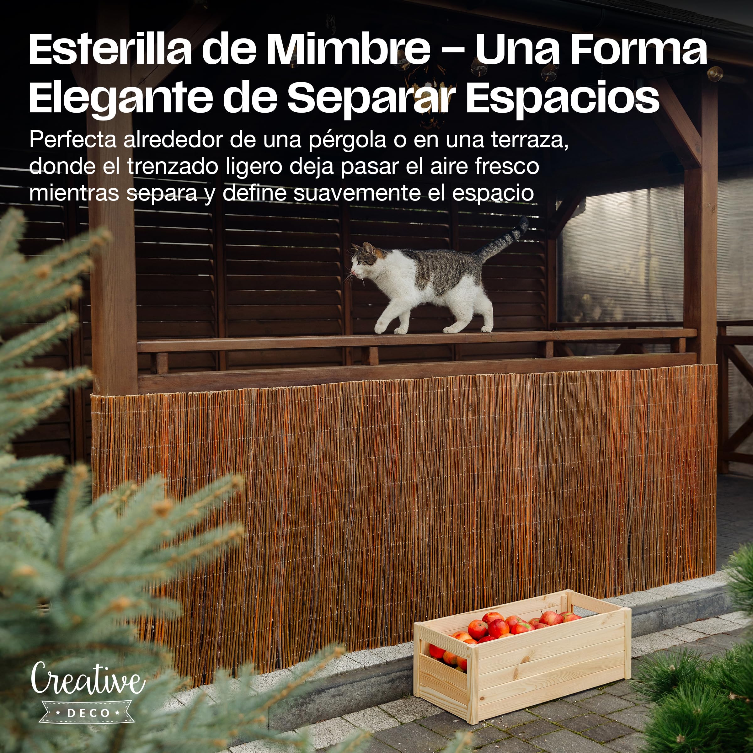 Creative Home Estera de Mimbre 90 x 500 cm | Valla para Jardín y Terraza | Privacidad Natural para Balcón | Pantalla de Ocultación Resistente contra Sol y Viento | Cercado Separador Espacio Decorativo