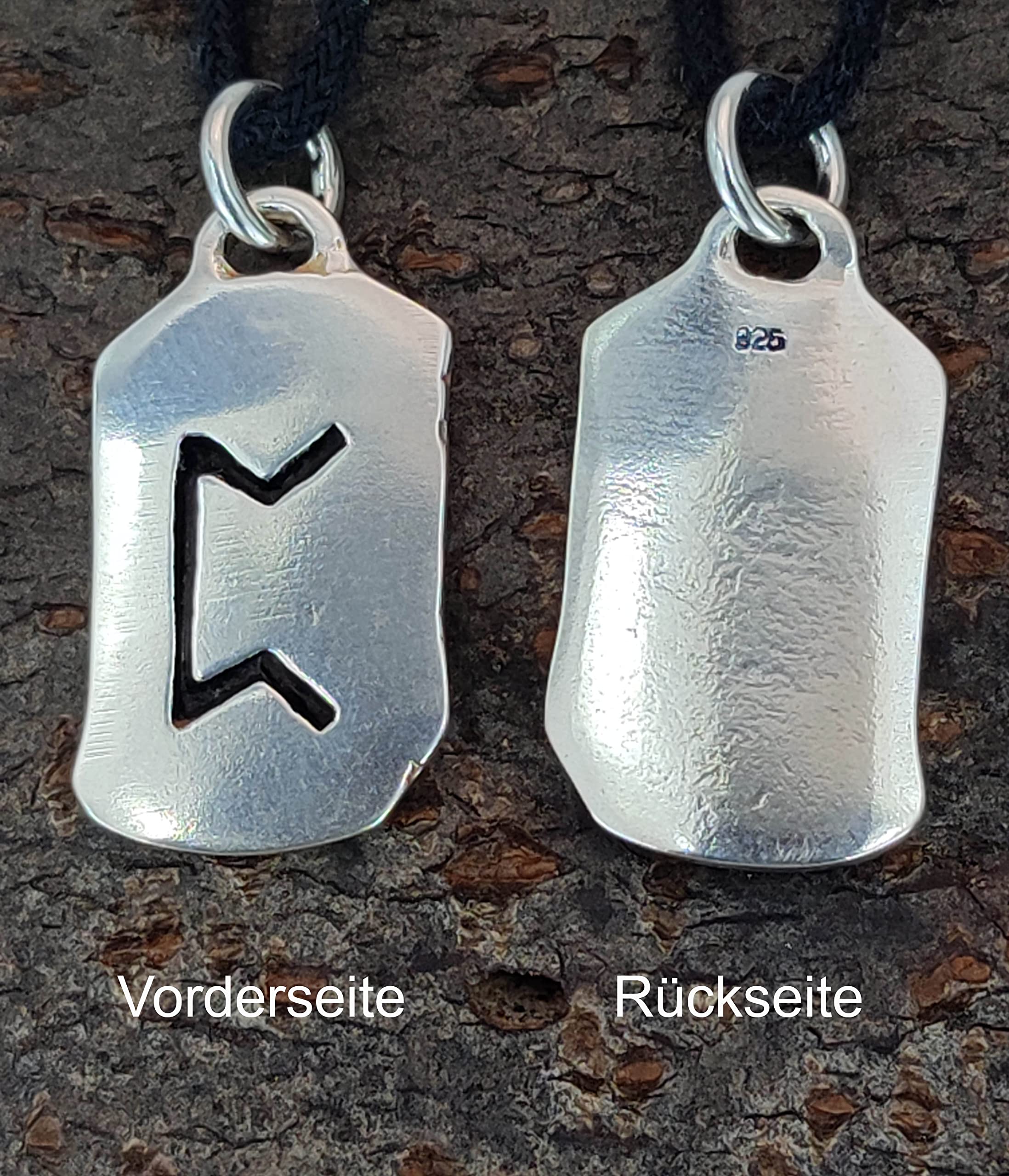 Kiss of Leather Runen Anhänger Perthro aus 925 Sterling Silber mit Baumwollband SI. 298