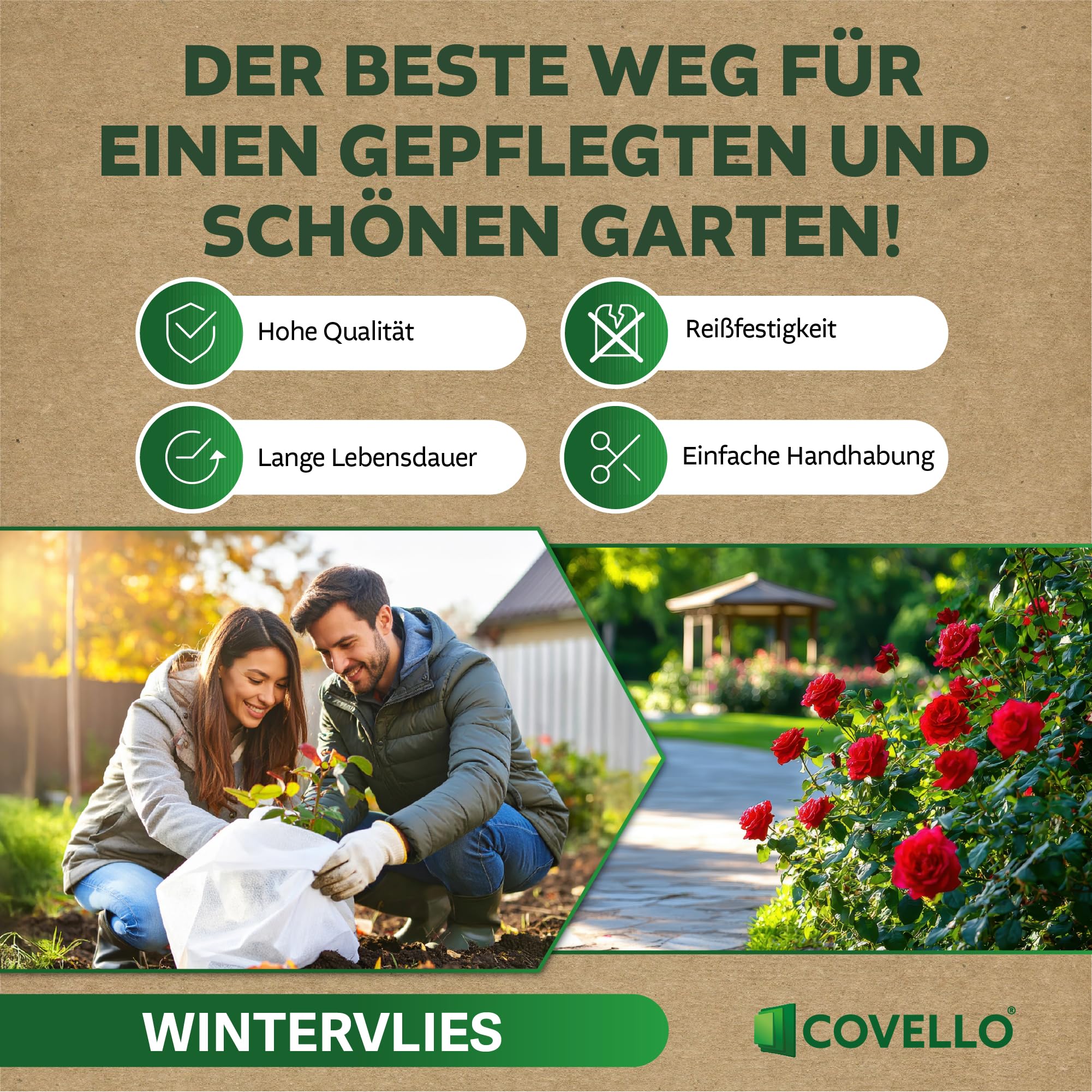Covello Voile d'Hivernage pour Plantes 50g/m² Protection UV Respirante 25m x 1,6m 40m²